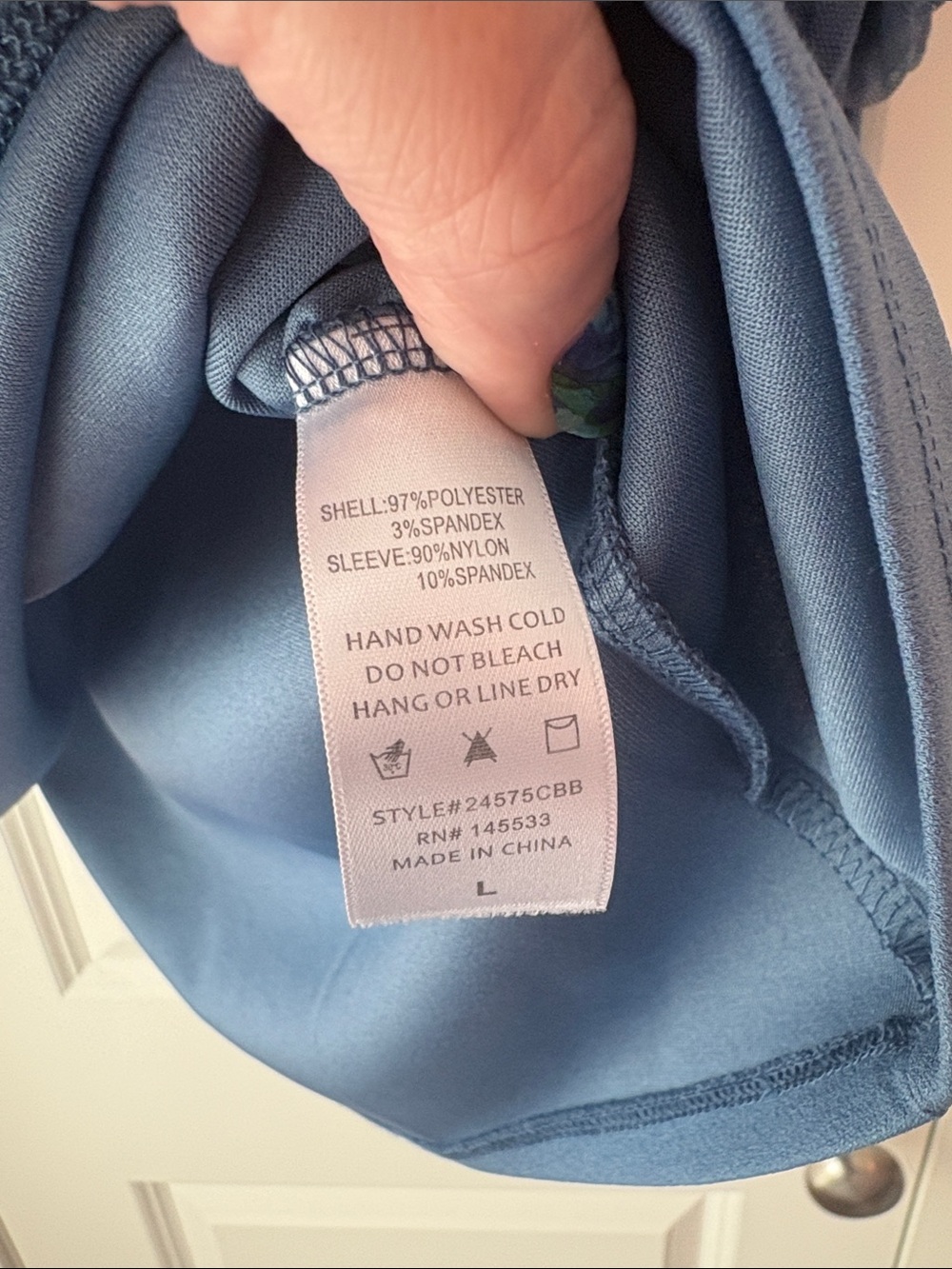 W5 Dusty Blue Mesh Puff-Sleeve Blouse Size Large - Picture 6 of 6